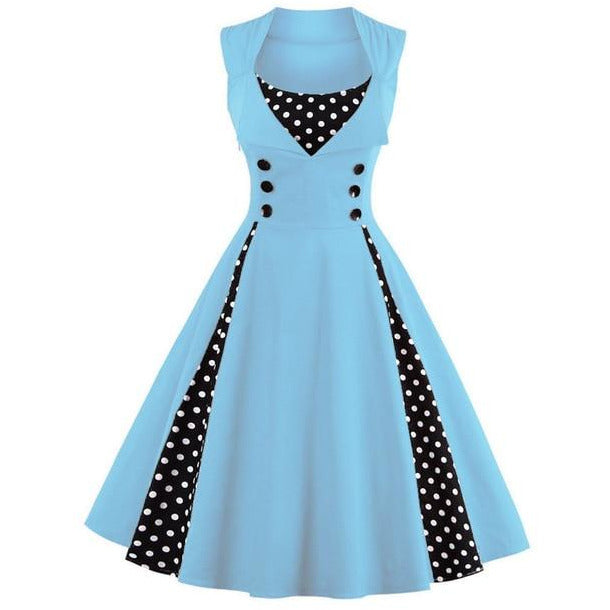 Retro Vintage Polka Dot Party Sleeveless Dress-women-wanahavit-Sky Blue-S-wanahavit