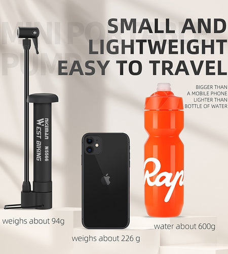 MINI Bike Pump MTB Tire Inflator With Extension Hose Schrader Air Valve Portable Floor Pump Balloon Ball Inflator