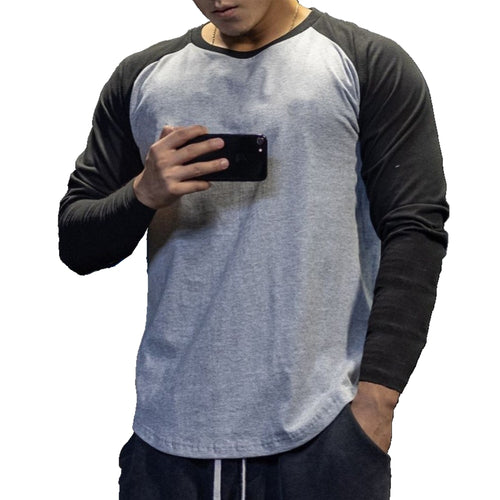 Load image into Gallery viewer, Casual Long Sleeve T-shirt Men Fitness Cotton Patchwork Tee Shirt Male Gym Workout Tops Spring Autumn Running Sport Clothing
