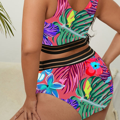 Load image into Gallery viewer, Sexy Floral Bikini Large Size Swimwear Plus Size Women Swimsuit Female Two-piece Bikini set Bather Bathing Suit V3893R
