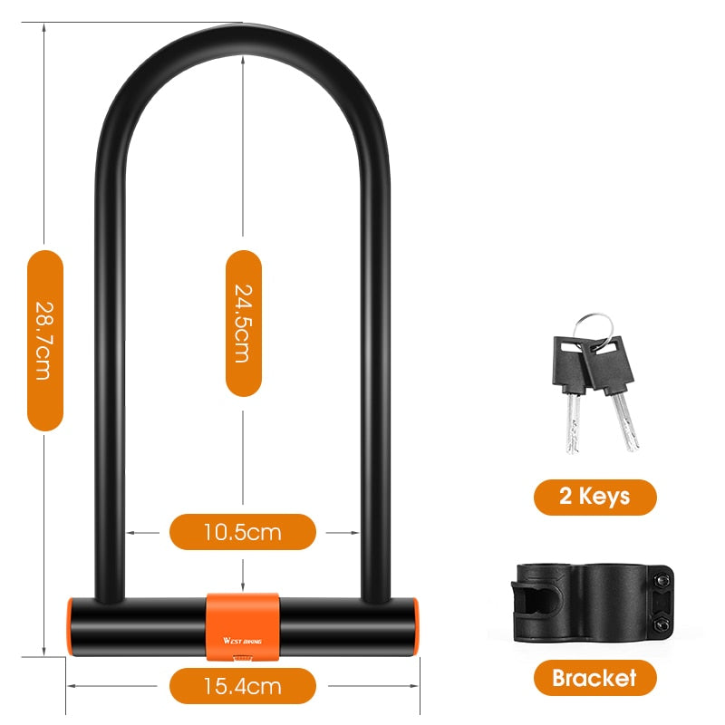 Bicycle U Lock MTB Road Bike Padlock 2 Keys Anti-theft Safety Motorcycle Scooter Cycling Lock Bicycle Accessories