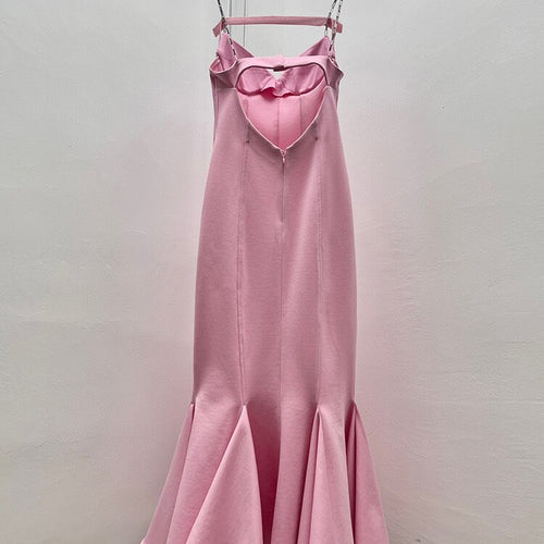 Load image into Gallery viewer, Pink Dresses For Women Square Collar Sleeveless Folds Backless Elegant Dress Female Fashion Clothing Summer
