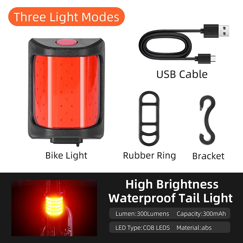 High-Brightness Taillights 180° Wide-Angle Bicycle Front And Rear Lights USB Rechargeable MTB Bike LED Floodlight