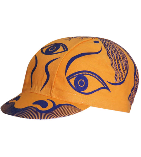 Light Yellow Three Eyes Long Beard Monster Fish Polyester Cycling Caps Outdoor For Bicycle Summer Hat Quick Dry Breathable