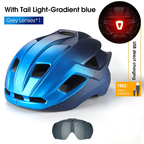 Load image into Gallery viewer, Safety Helmet With LED Light MTB Enduro Triathlon Specialized Road Bike Helmet Electric Scooter Helmet With Goggles
