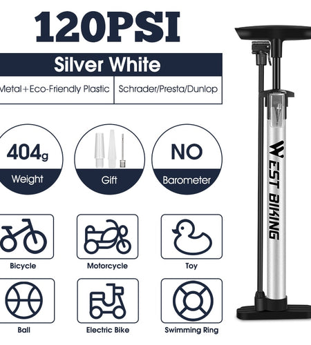 Bicycle Air Pump High Pressure Cycling Foot Floor Pump MTB Road Bike Schrader Presta Valve Ball Tire Inflator