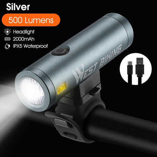 Load image into Gallery viewer, Bike Front Light Rainproof USB Rechargeable Bicycle Light 500LM Cycling Headlight LED 2000mAh Flashlight Bike Lamp
