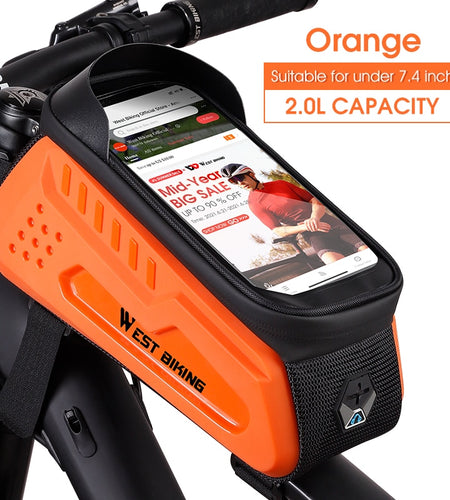 Bicycle Bag Frame Front Top Tube Cycling Bag Waterproof 6-7.4" Phone Case Touchscreen Bag MTB Road Bike Accessories
