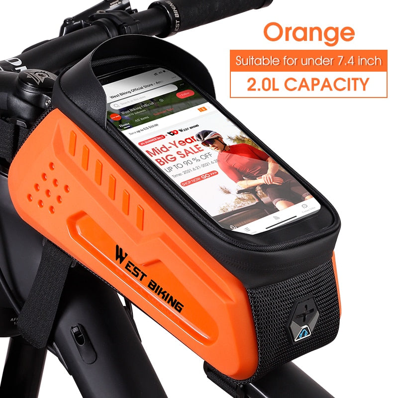 Bicycle Bag Frame Front Top Tube Cycling Bag Waterproof 6-7.4" Phone Case Touchscreen Bag MTB Road Bike Accessories