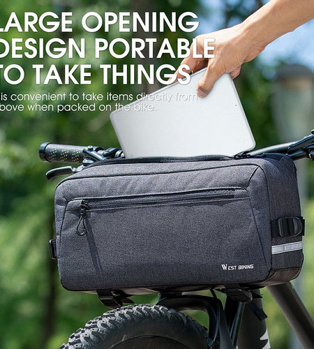 6.2L Large Capacity Bike Handlebar Bag MTB Road Bicycle Multifunctional Shoulder Bag Reflective Cycling Accessories