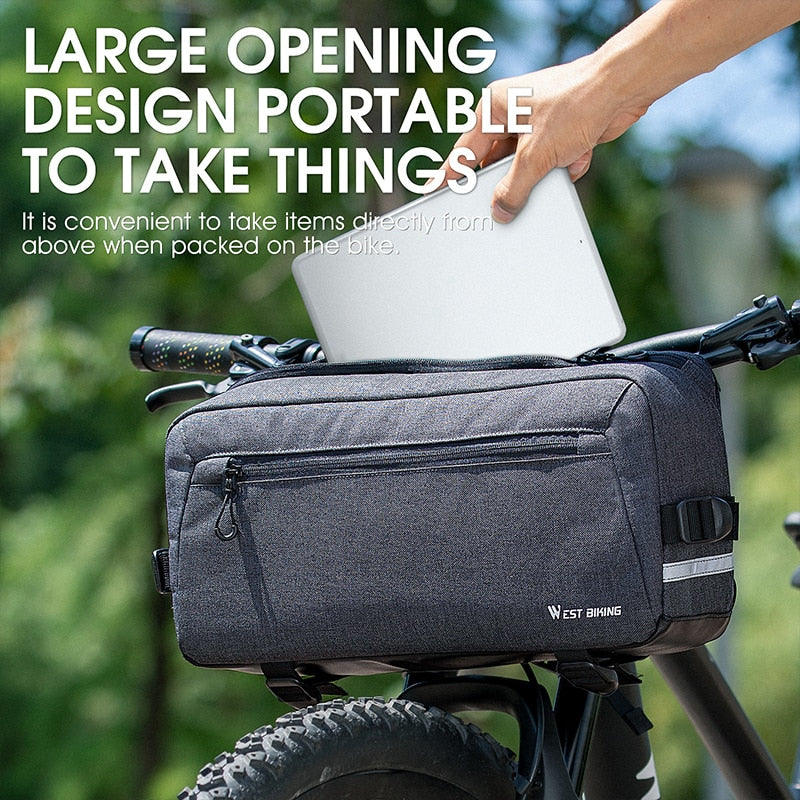 6.2L Large Capacity Bike Handlebar Bag MTB Road Bicycle Multifunctional Shoulder Bag Reflective Cycling Accessories