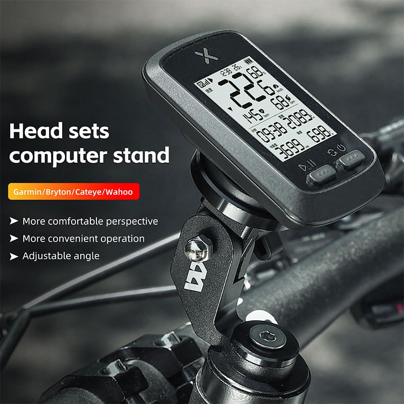 MTB Stem Mount Cycling Computer Bracket Aluminum Alloy 180 Adjustment Cartridge Head Sets Speedometer Garmin Adapter