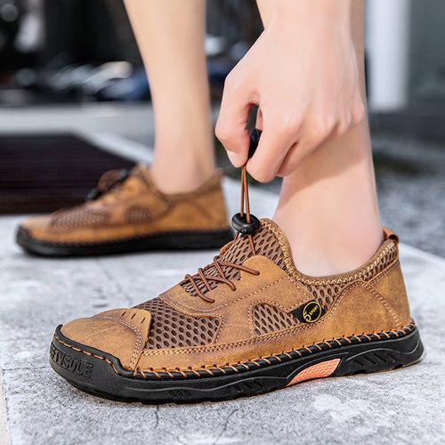 Load image into Gallery viewer, Men Summer Casual Shoes Fashion Breathable Walking Shoes Thick Sole Boat Shoes Soft Flat Men Shoes Outdoor Non-slip Men Sneakers
