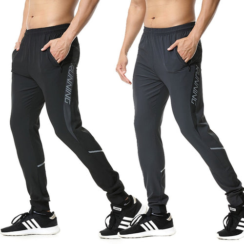 Load image into Gallery viewer, Men Running Pants zipper Reflective Football Soccer Sporting pant Training sport Pants Legging jogging Gym Trousers
