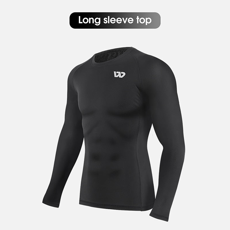 Men's Sports Set Long Sleeves Compression Shirts Top Pants Running Tights Quick Dry Workout Fitness Gym Yoga Suit