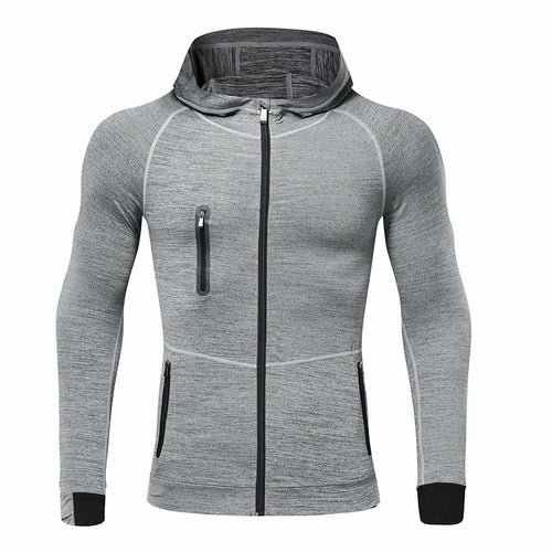 Load image into Gallery viewer, Men Autumn Hoodie Sports Coat Quick Drying Workout Running Training Athletics Gym Zipper Casual Jogging Hooded Sweatshirt
