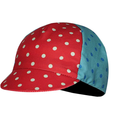 Classic Combination Of Red And Blue White Dot Polyester Cycling Caps Moisture Wicking Quick Dry Sports Balaclava Unisex Bike Hat