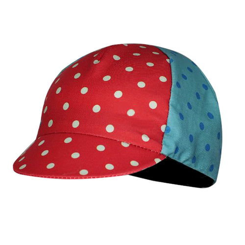 Load image into Gallery viewer, Classic Combination Of Red And Blue White Dot Polyester Cycling Caps Moisture Wicking Quick Dry Sports Balaclava Unisex Bike Hat
