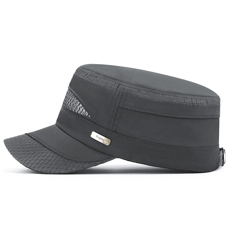 Summer Men's Hats Fast Drying Sunscreen Flat Top Cap Women's Outdoor Snapback Hat Casual Mesh Cap Breathable Sun Hat