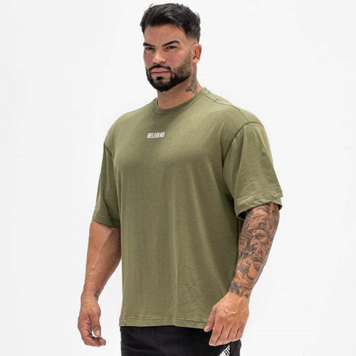 Load image into Gallery viewer, Cotton Casual T-shirt Men Short Sleeve Loose Tees Shirt Male Gym Fitness Wear Tops Summer Sport Training Crossfit Clothing
