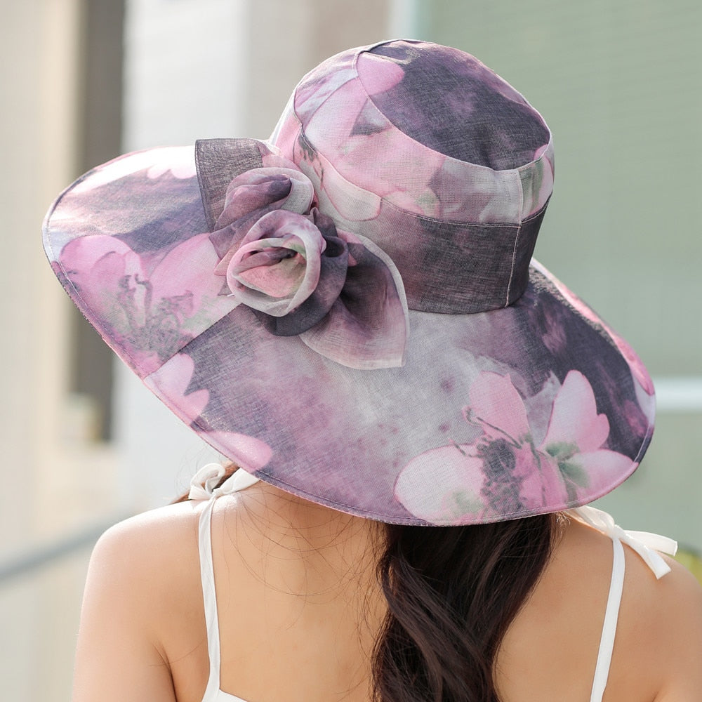 Summer Sun Hats For Women Fashion Bow Flower Design Beach Hat Outdoor Female Travel Cap