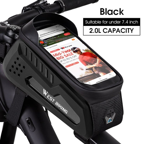 Load image into Gallery viewer, Bicycle Bag Frame Front Top Tube Cycling Bag Waterproof 6-7.4&quot; Phone Case Touchscreen Bag MTB Road Bike Accessories
