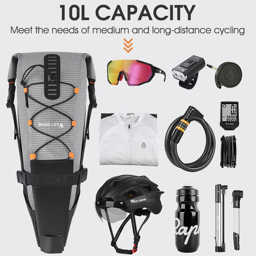 Load image into Gallery viewer, 100% Waterproof Bicycle Saddle Bag 10L Foldable Under Seat Bike Bag Tools Pannier MTB Road Cycling Tail Rear Bag
