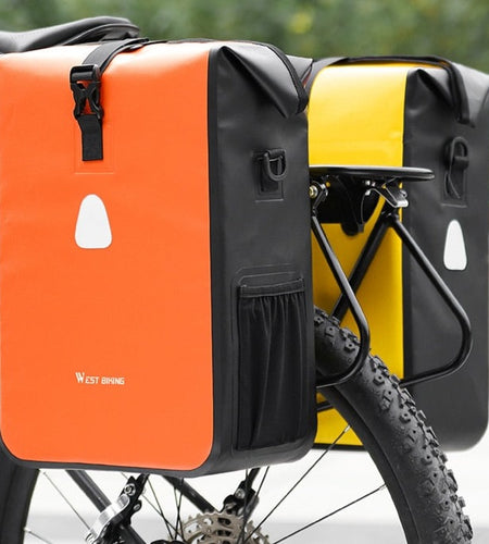 Bicycle Rear Side Bag Fully Waterproof PVC Pannier Expandable 12-15L Bike Carrier Bag Quick Release MTB Shoulder Bag