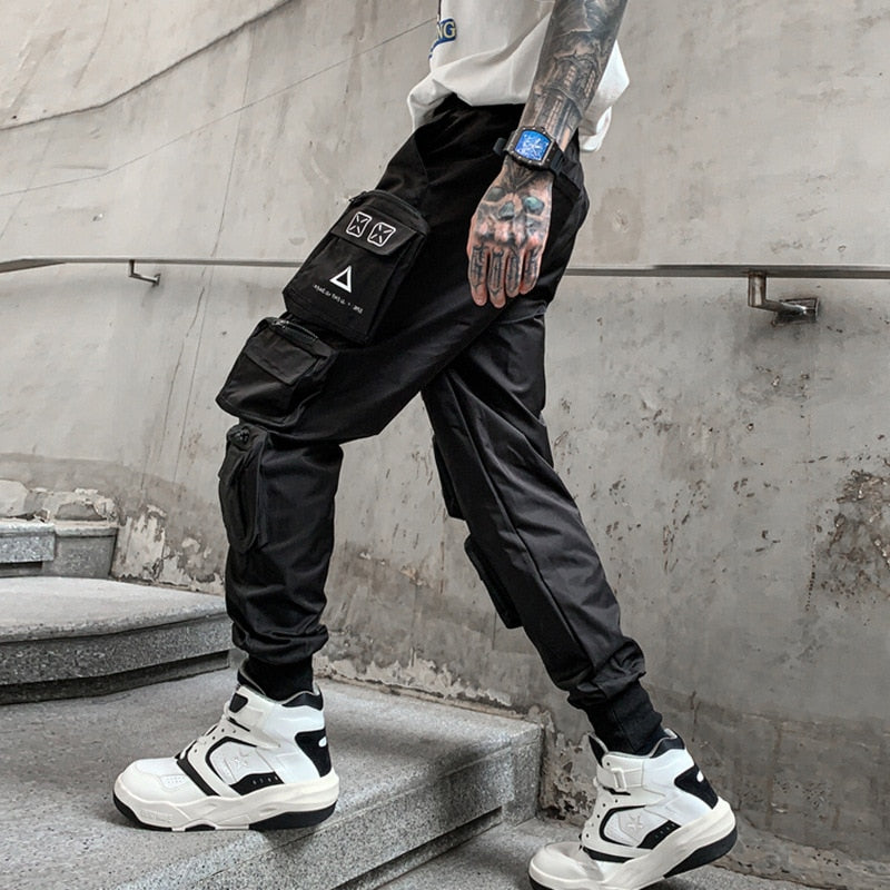 Hip Hop Tactical Cargo Pants Men Multi Pocket Joggers Trousers Autumn Functional Elastic Waist Fashion Streetwear Pant