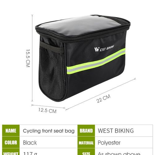 Load image into Gallery viewer, Cycling Bike Bag Bicycle Front Bag Reflective MTB Bike Cycling Basket Pannier Frame Tube Cycling Front Handlebar Bag
