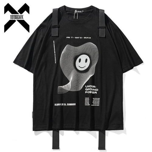 Load image into Gallery viewer, Hip Hop Fashion Print T-Shirt Mens Ribbon Design Loose Short Sleeve T Shirt 2022 Streetwear Cotton Harajuku Tshirt Tops WB781
