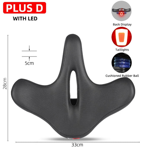 Load image into Gallery viewer, Oversize Bicycle Saddle With Taillights Ergonomic Widen Cushion MTB E-Bike Saddle Breathable Shockproof Cycling Seat
