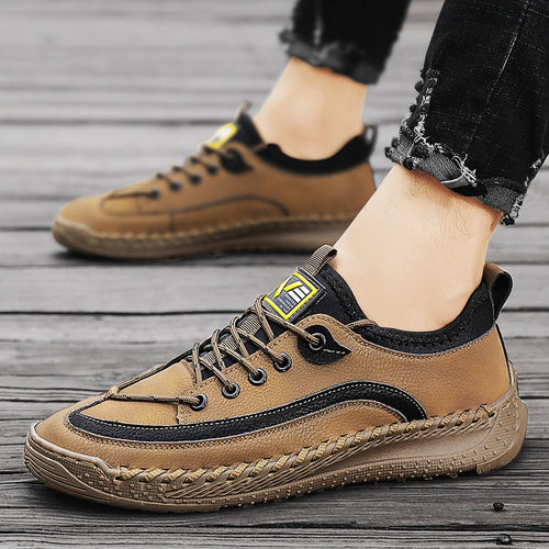 Load image into Gallery viewer, Handmade Leather Shoes Men Casual Sneakers Comfortable Driving Shoe Soft Flat Loafers Men Shoes Hot Sale Moccasins Tooling Shoes
