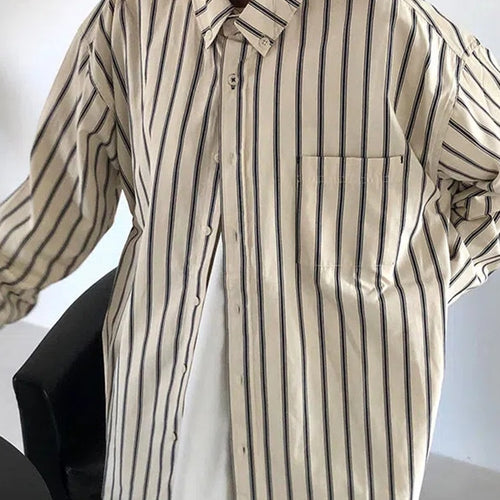 Load image into Gallery viewer, Fashion Striped Women Shirts Oversize Loose Long Sleeve Shirts Spring Elegant Single Breasted Office Ladies Korean Top
