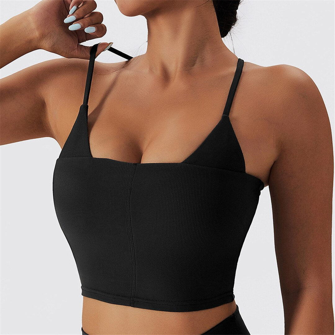 S - XL Seamless Yoga Bra Women Fitness Running Sexy Sports Vest Underwear Women Cross Back Push Up Bra Workout Gym Tops A090B