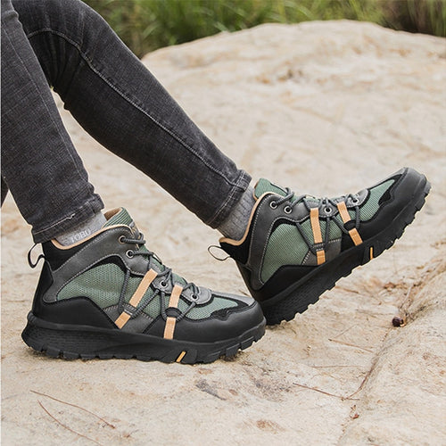 Load image into Gallery viewer, Brand Winter Men&#39;s Ankle Boots Outdoors Non- Slip Rubber Men&#39;s Hiking Boots Fashion Men Sneakers Lace-up Men Casual Work Boots
