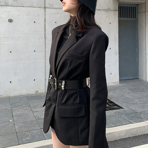 Load image into Gallery viewer, Sashes Blazer For Women Notched Collar Long Sleeve Solid Casual Blazers Female Autumn Clothing Style Fashion
