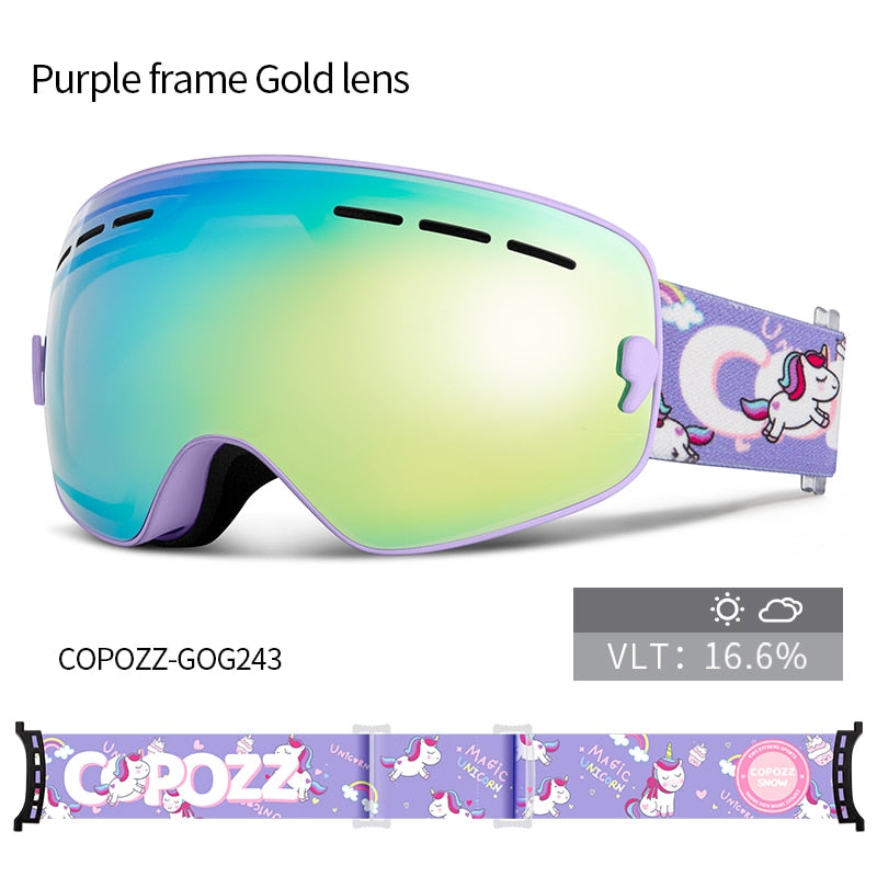 Kids Ski Goggles 4-15 years old Professional Anti-fog Child Snowboard Goggles Double UV400 Kids Skiing Mask Glasses