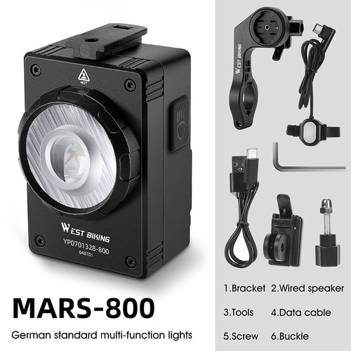 Load image into Gallery viewer, Bike Light Hoisting Headlight With Multifunctional Holder For Garmin Bryton Computer USB Recharge 800LM Flashlight
