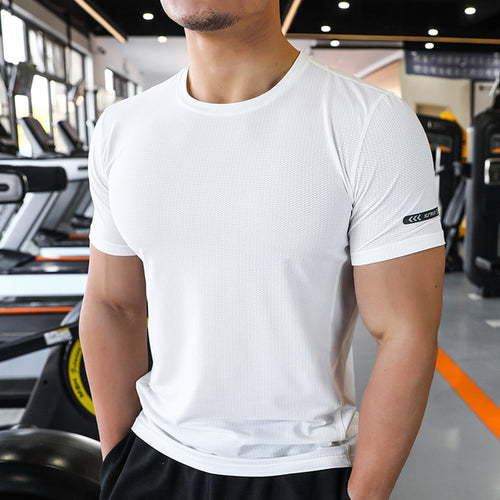 Load image into Gallery viewer, Men&#39;s Casual Sportswear Youth Fitness Sports Clothes Gym Running T-Shirt Outdoor Jogging Tops Thin Breathable Elasticity Dry Fit
