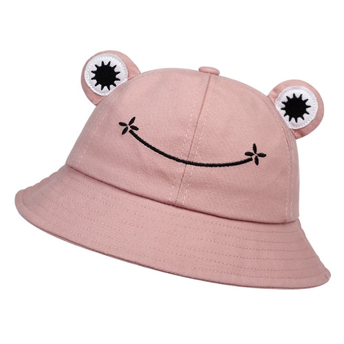 Load image into Gallery viewer, Cute Frog Bucket Hats women Bucket Hat Women Summer Outdoor Sun Fishing Cap Cotton Wild Panama Hats
