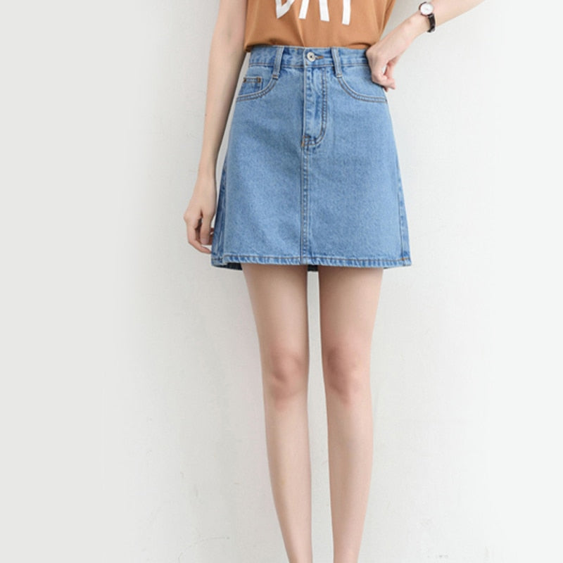 Sexy Women Denim Mini Skirt Fashion Summer High Waist Korean Black Skirt Blue Package Hip Jeans Harajuku Cotton S-3XL