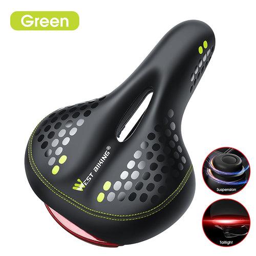 Load image into Gallery viewer, Bicycle Saddle with Tail Light Thicken Widen MTB Bike Saddles Soft Comfortable Bike Hollow Cycling Bicycle Saddle
