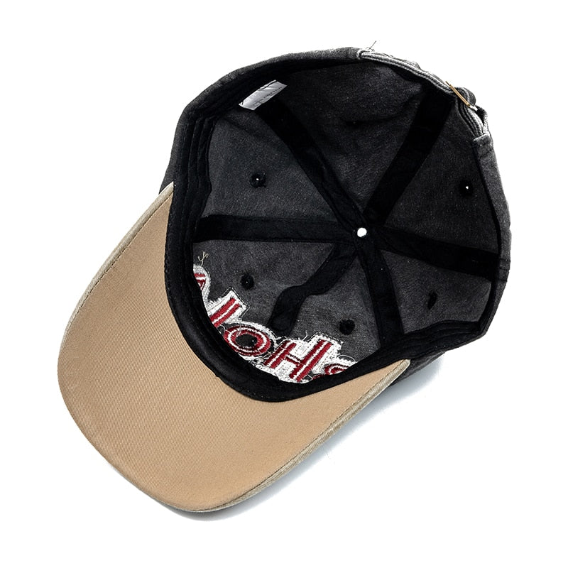 Unisex Washed Cotton Cap Simple Letter Retro Baseball Cap Men Women Adjustable Casual Outdoor Streetwear Sports Hat