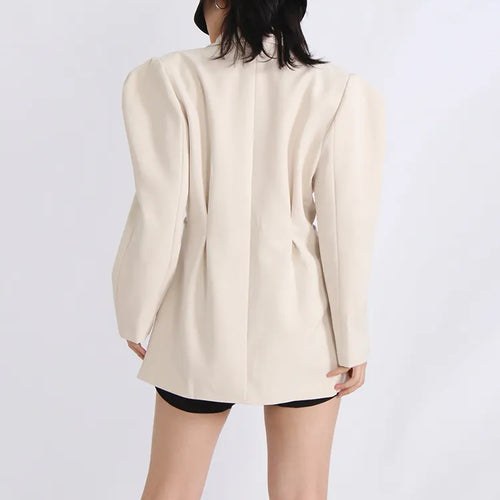 Load image into Gallery viewer, Patchwork Button Solid Blazers For Women Notched Collar Puff Sleeve Tunic Slimming Blazer Female Fashion Clothing
