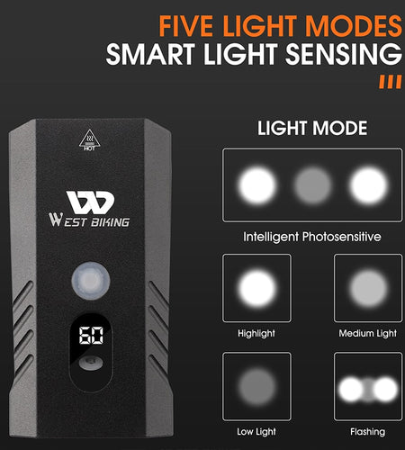 1600 Lumen High Brightness Bike Light 5200mAh Front LED Lamp USB Rechargeable Bicycle Light Waterproof MTB Cycling Headlight