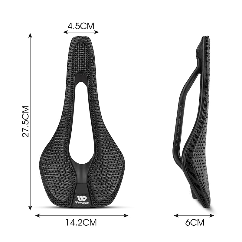 Carbon Fiber Ultralight 3D Printed Bike Saddle Hollow Comfortable Breathable MTB Mountain Road Bicycle Cycling Seat