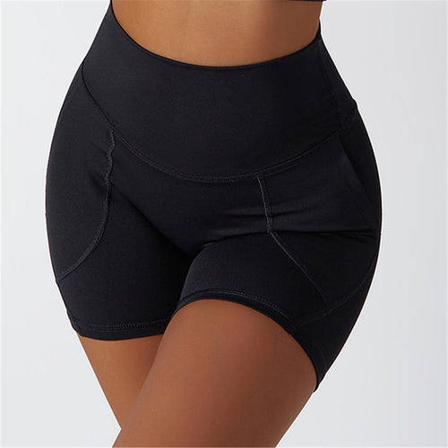 Load image into Gallery viewer, S - XL Seamless Shorts With Pocket Yoga Gym Sport Shorts Butt Lift High Waist Shorts For Women Breathable Fitness Clothing A086S
