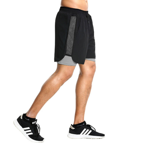 Load image into Gallery viewer, Men&#39;s Casual Shorts 2 in 1 Running Shorts Quick Drying Sport Shorts Gyms Fitness Bodybuilding Workout Built-in Pockets Short Men
