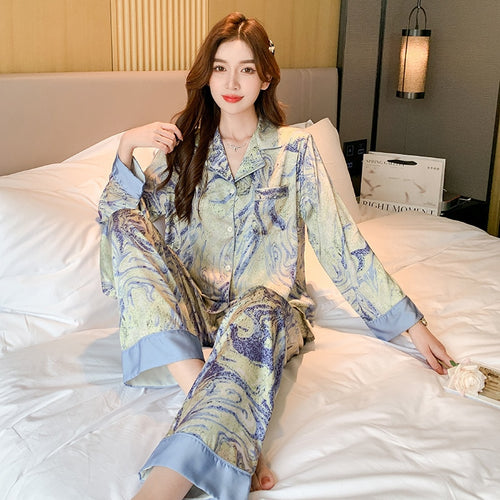 Load image into Gallery viewer, High Quality Women&#39;s Pajamas Set Beautiful Brilliant Galaxy Print Sleepwear Casual Homewear Nightwear Femme Petite New
